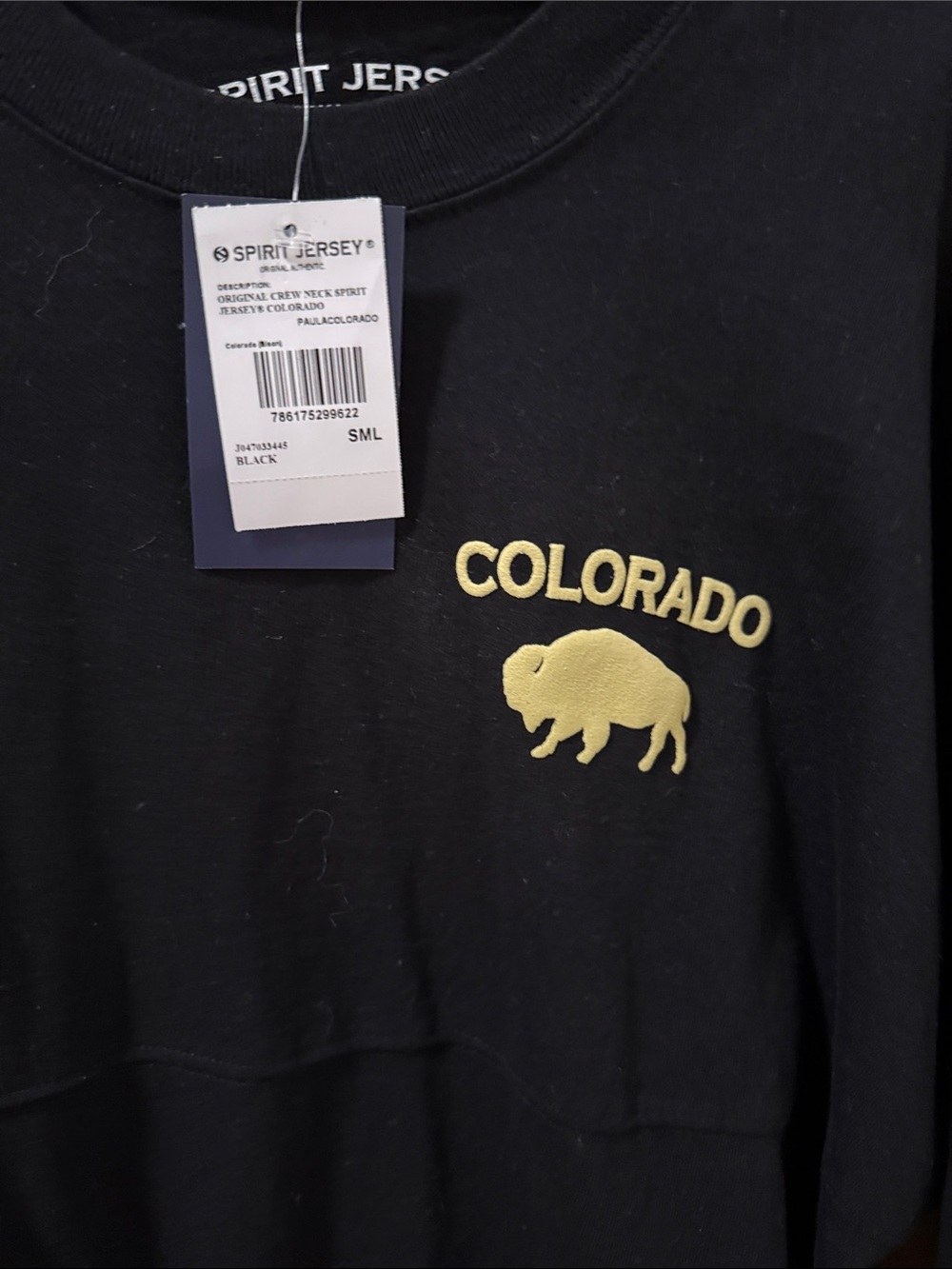 NWT University of Colorado Buffs Long Sleeved Black Shirt Small